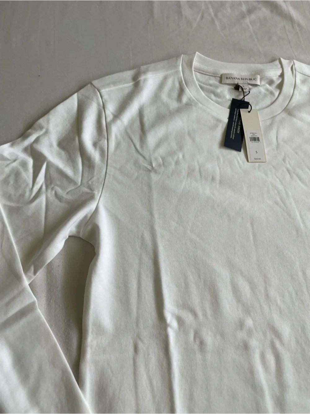 Banana Republic White Round Neck Long Sleeve Top